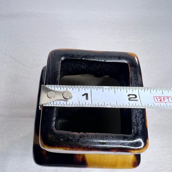 1960’s/70 10” Modern Fat Lava style Japan Ochre-Brown Glaze Glossy Ceramic Vase - Picture 6 of 8